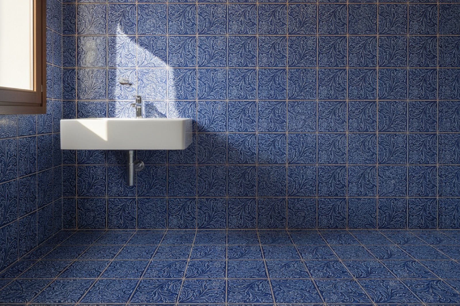 Azulejo Terral de suelo a pared en un baño